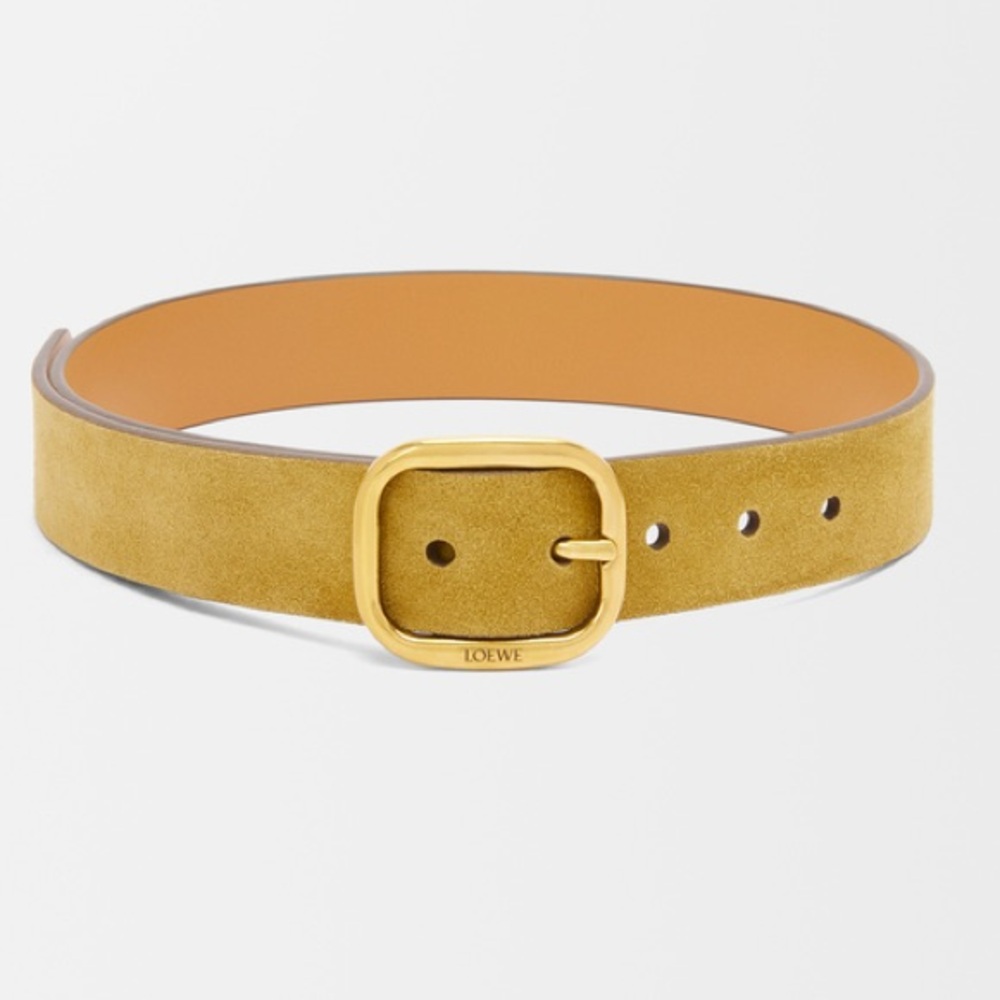 Loewe Rounded Soft Belt in Camel Suede Belt with Gold Buckle w box tags dustbag - Picture 3 of 5